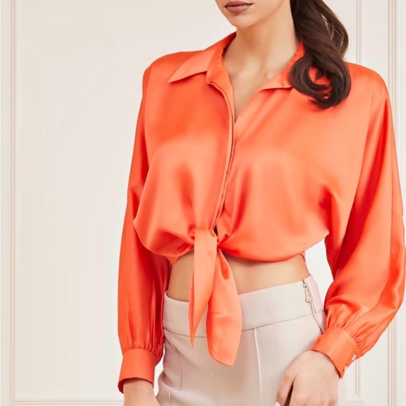 New Marciano Women front knot tie blouse - Picture 4 of 4